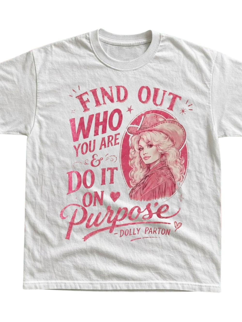 White Tee with Pink Dolly Parton Graphic